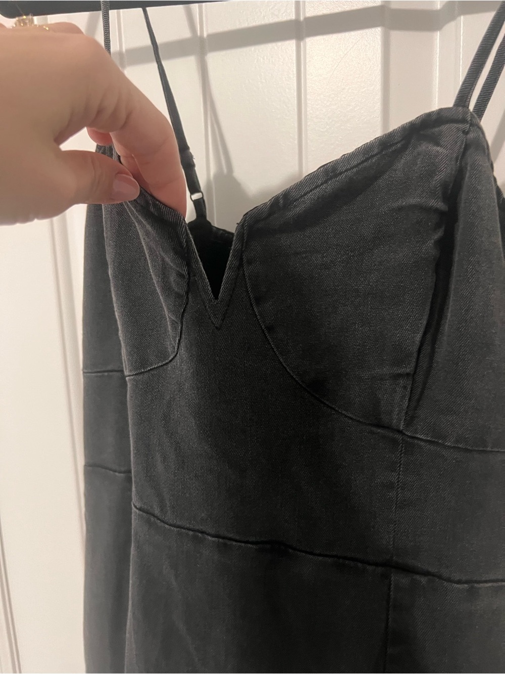 SALTWATER LUXE Emi Washed Black Soft Denim Sweetheart Mini Dress - Picture 3 of 9